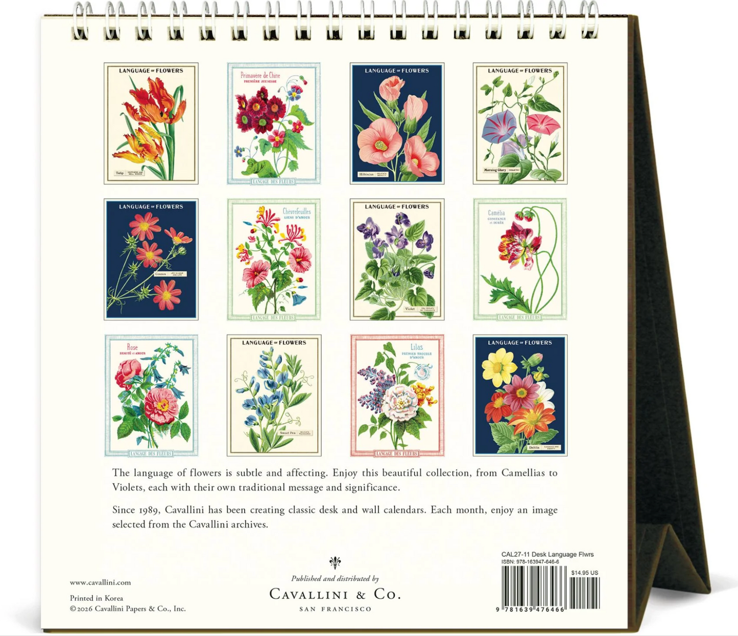Cavallini & Co. 2027 Desk Calendar - Language of Flowers