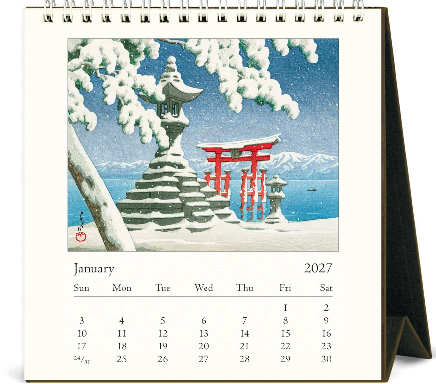 Cavallini & Co. 2027 Desk Calendar - Japanese Woodblocks