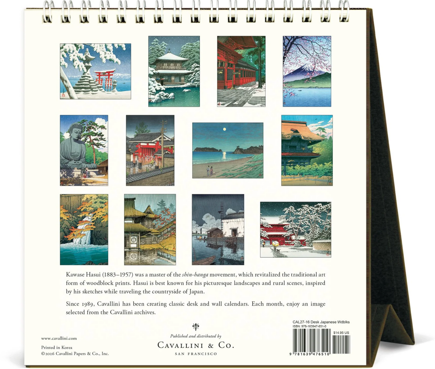 Cavallini & Co. 2027 Desk Calendar - Japanese Woodblocks