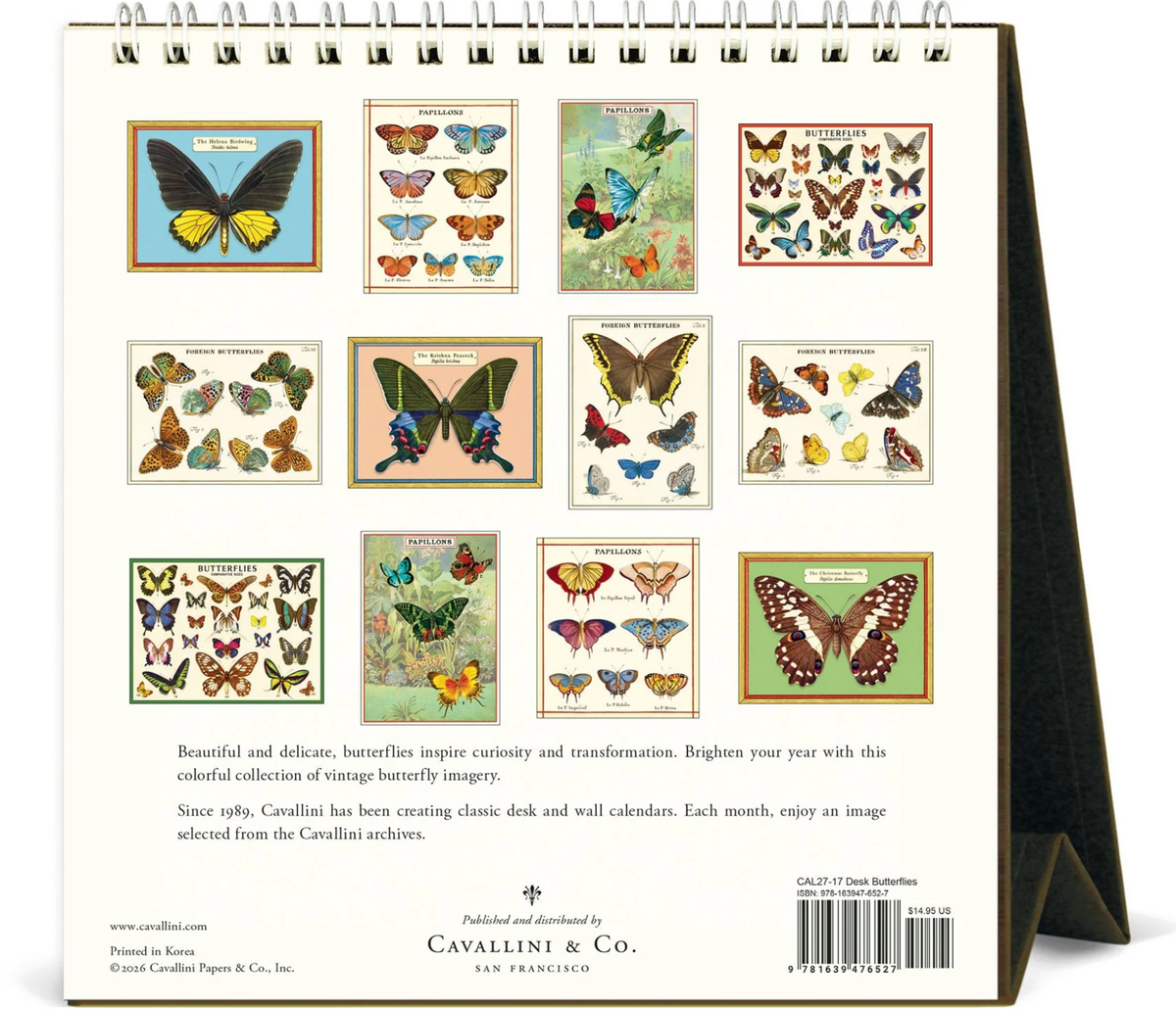 Cavallini & Co. 2027 Desk Calendar - Butterflies