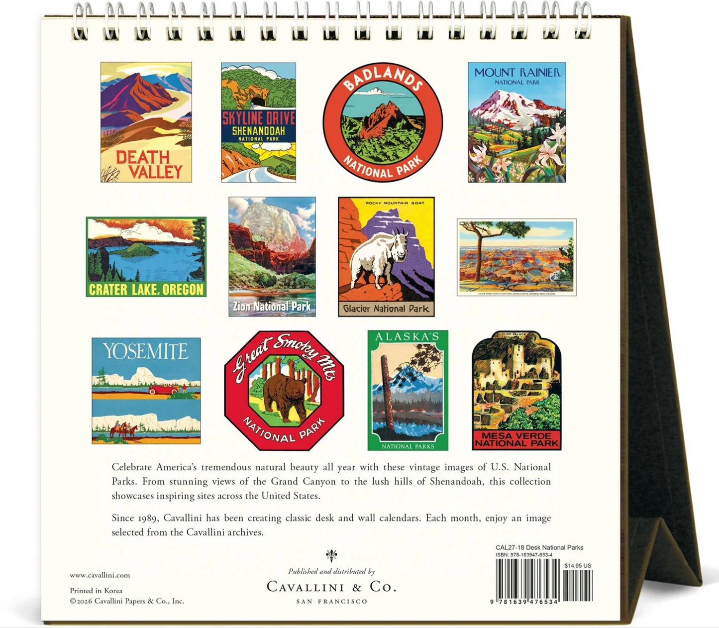 Cavallini & Co. 2027 Desk Calendar - National Parks