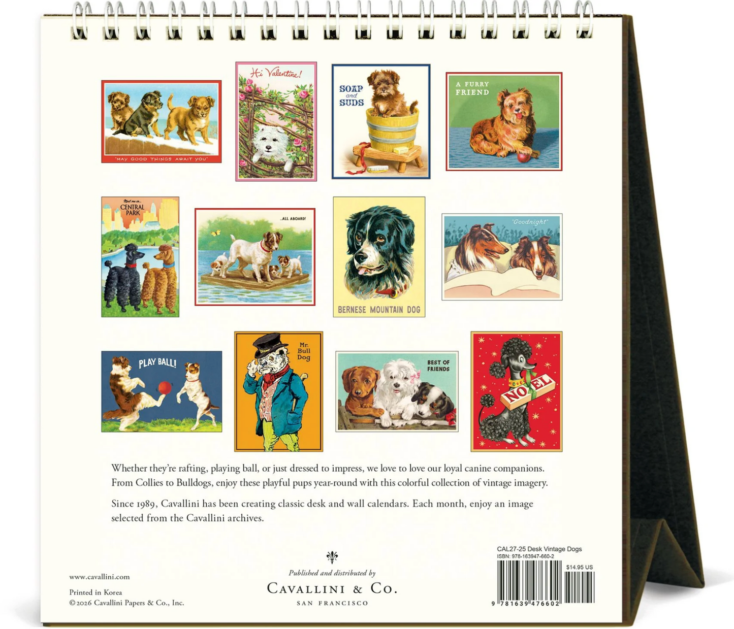 Cavallini & Co. 2027 Desk Calendar - Vintage Dogs