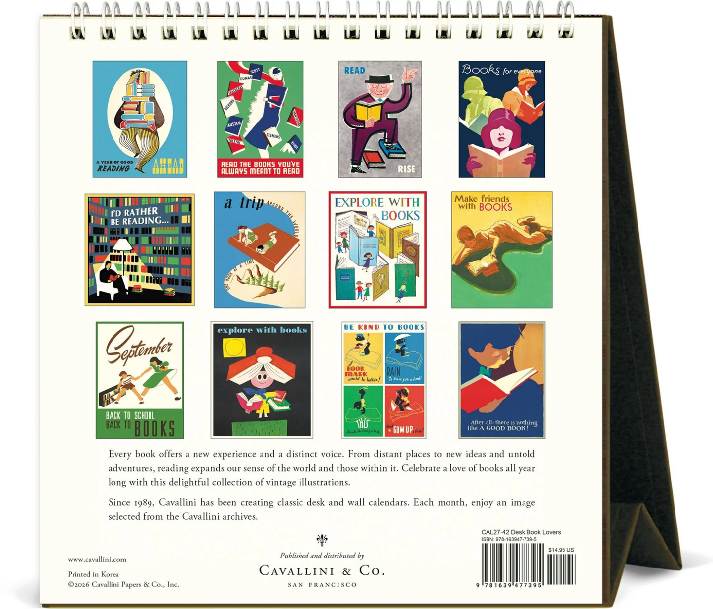 Cavallini & Co. 2027 Desk Calendar - Book Lovers