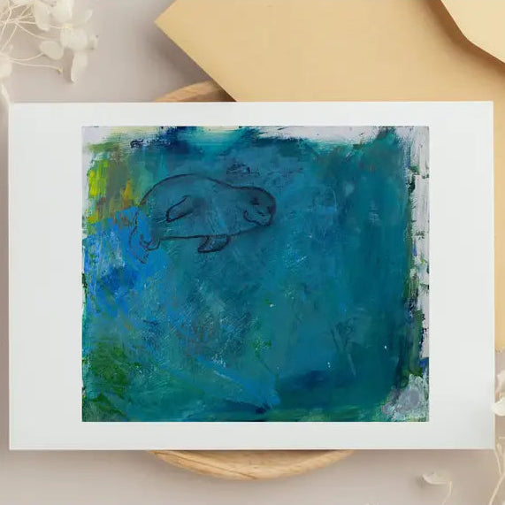 Blank greeting card with Seal Print graphic
