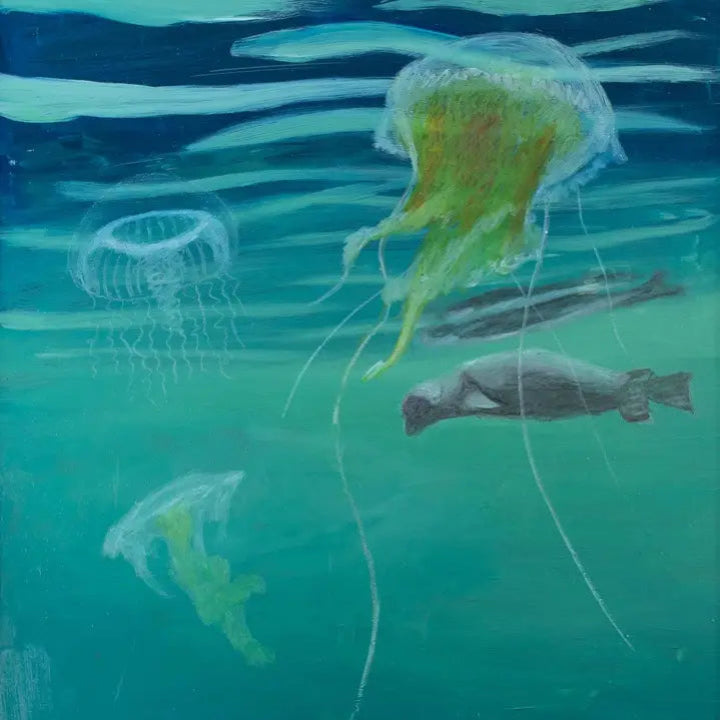 Print of Salish Sea Sea Life with Jellyfish and Seals