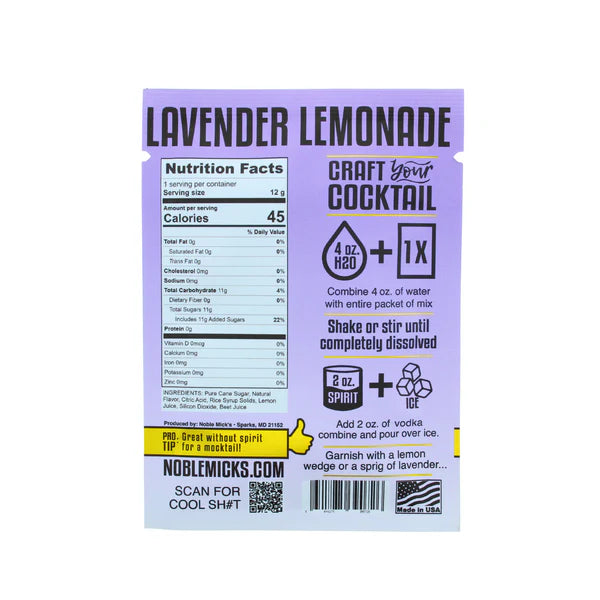 Single Serve Lavender Lemonade Cocktail Mix