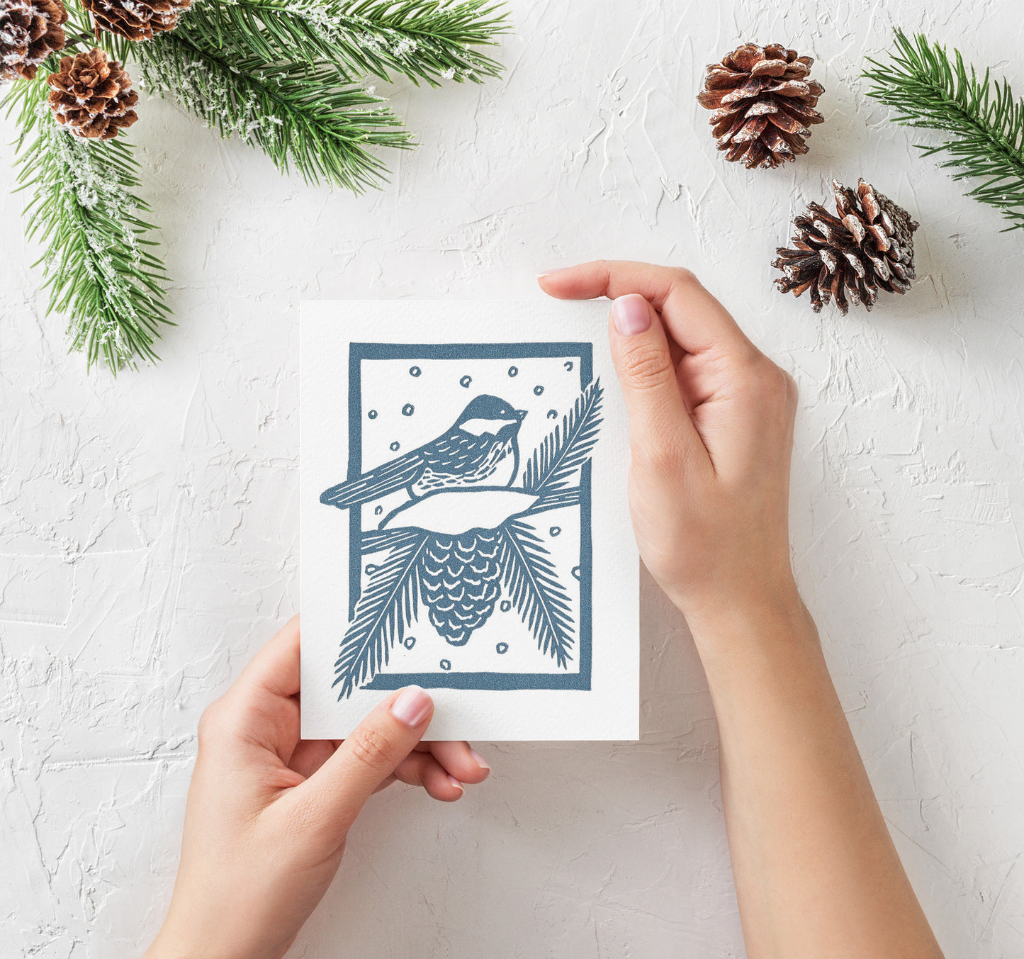 Snowy Chickadee Card