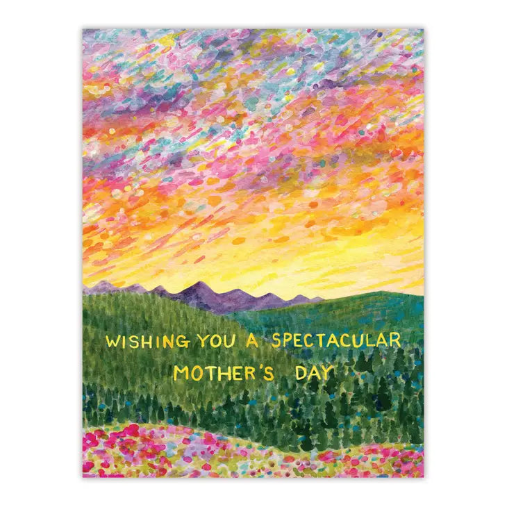 Colorful Mother's Day card with a landscape design and text.