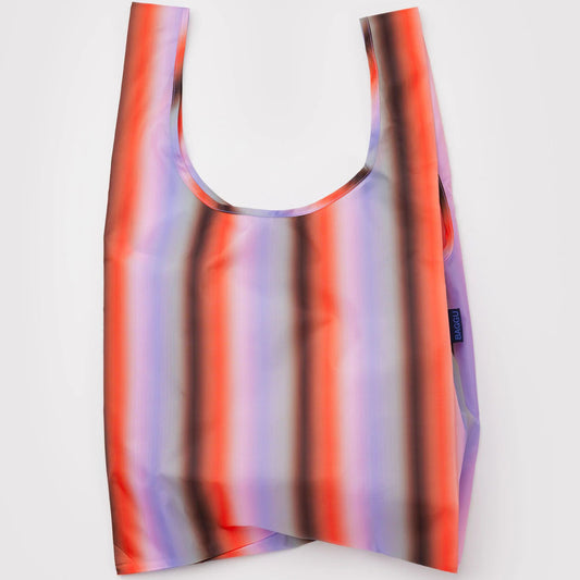 Reusable bag with gradient stripe poppy and lilac color