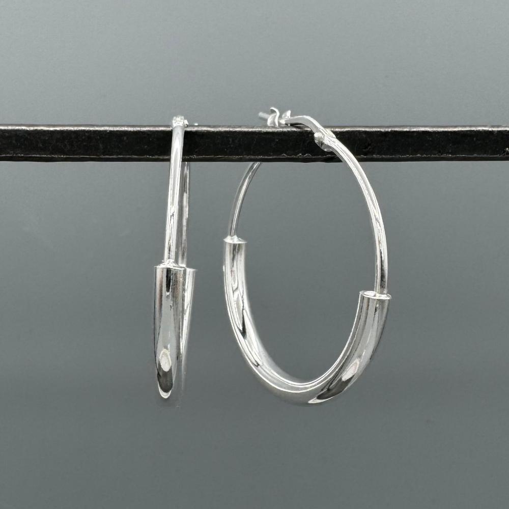 Sterling Silver Large Raised Bar Hoops