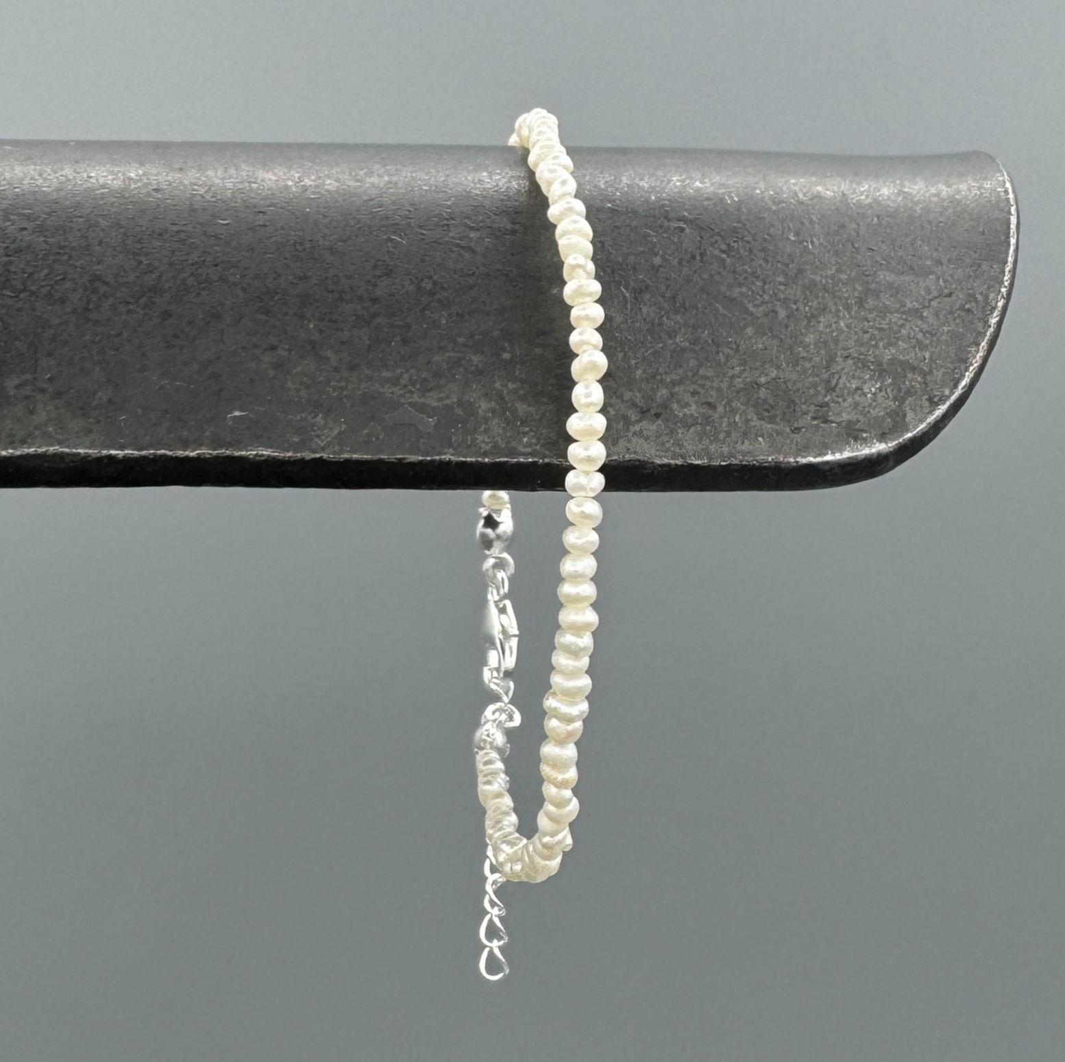 fresh water pearl bracelet on a sterling silver chain