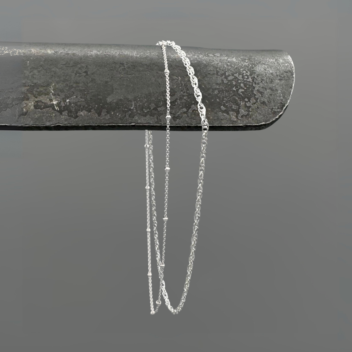 Sterling Silver Satellite & Twist Double Chain Bracelet