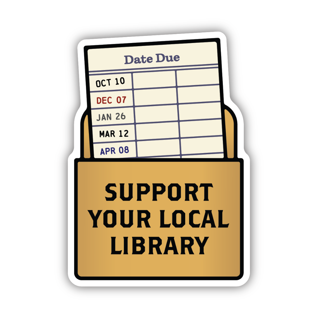 Support Your Local Library Checkout Card Sticker