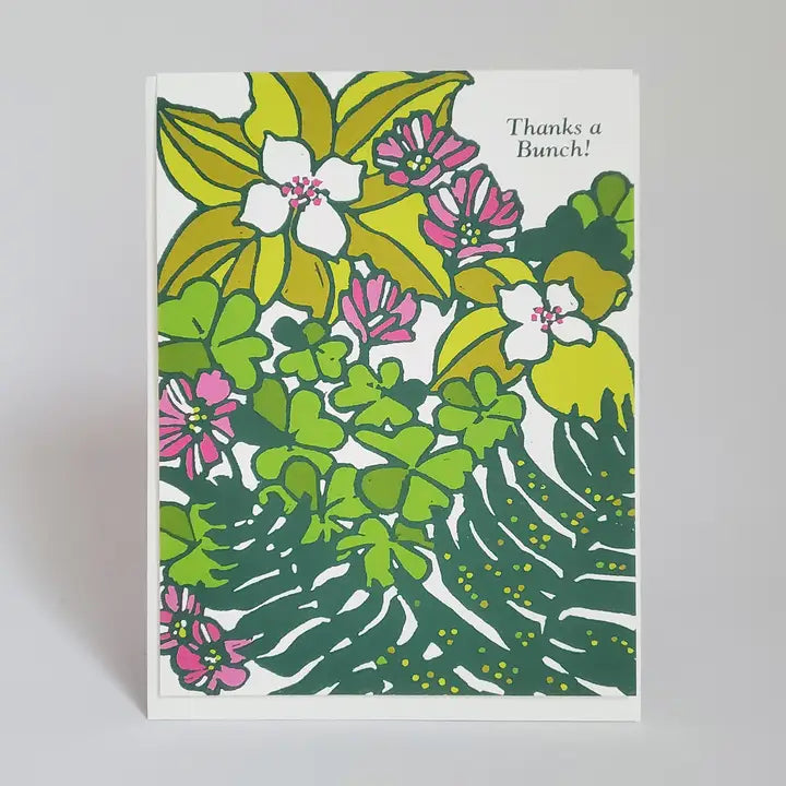 Thank you greeting card with Thanks A Bunch and flower artwork