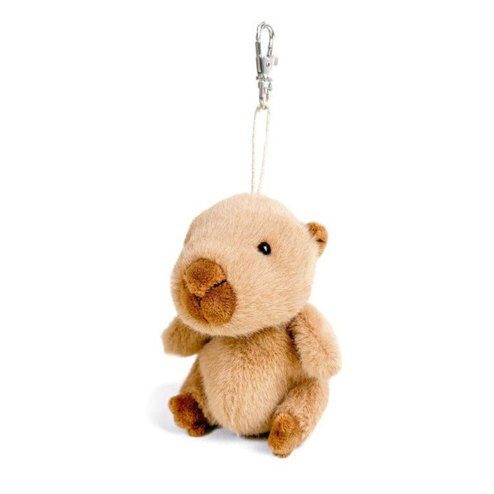 Small brown capybara keychain on a white background