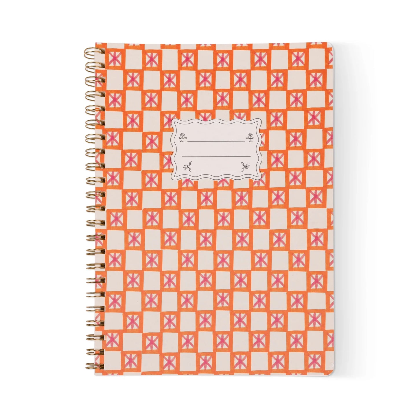 Tulip Twin Wire Notebook in Large Orange Check
