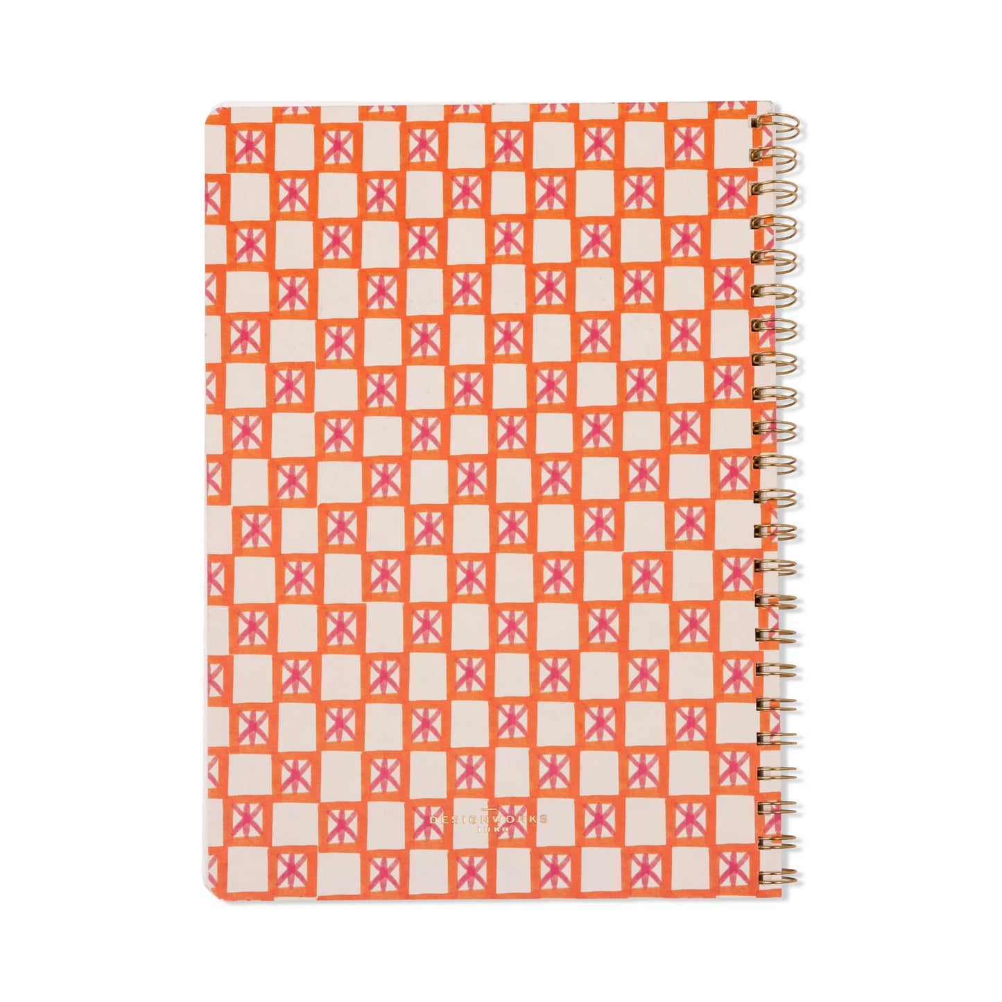 Tulip Twin Wire Notebook - Large Orange Check