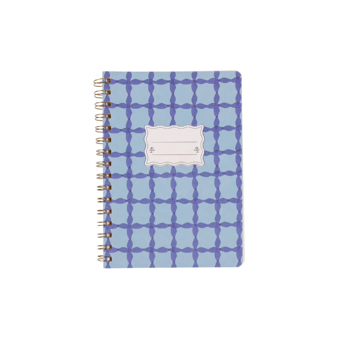 Tulip Twin Wire Notebook in Small Blue Lattice