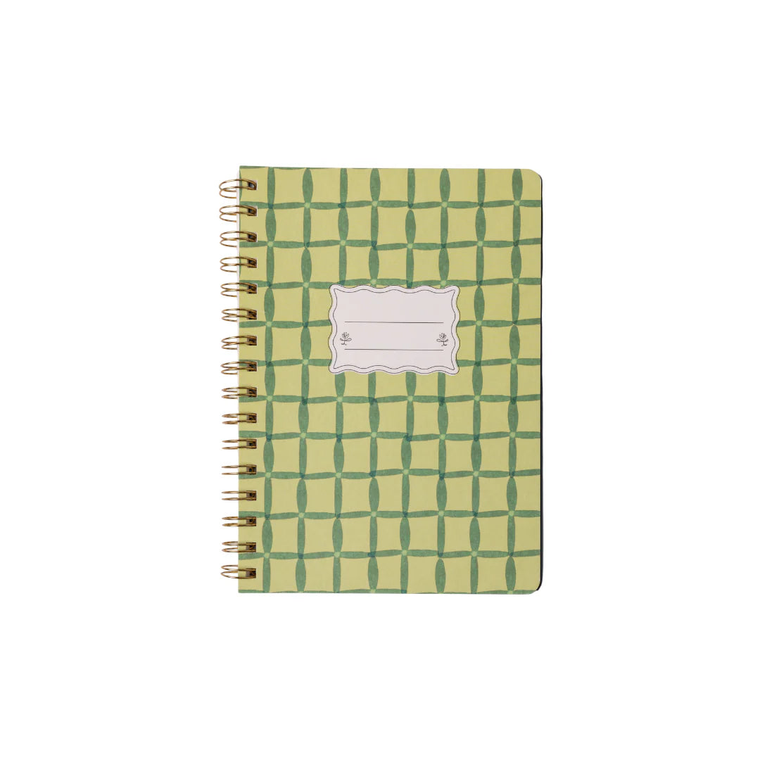 Tulip Twin Wire Notebook with Small Green Lattice