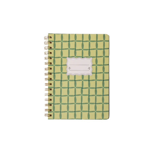 Tulip Twin Wire Notebook with Small Green Lattice