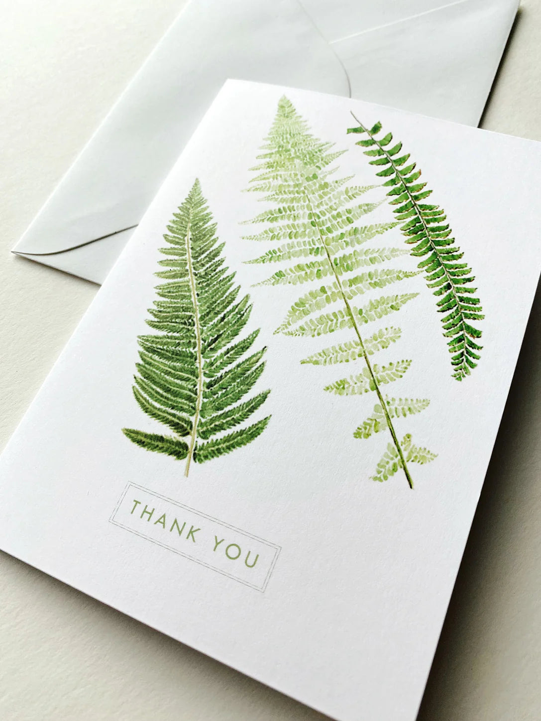 Turn of the Centuries - Ferns Watercolor Thank You Greeting Card