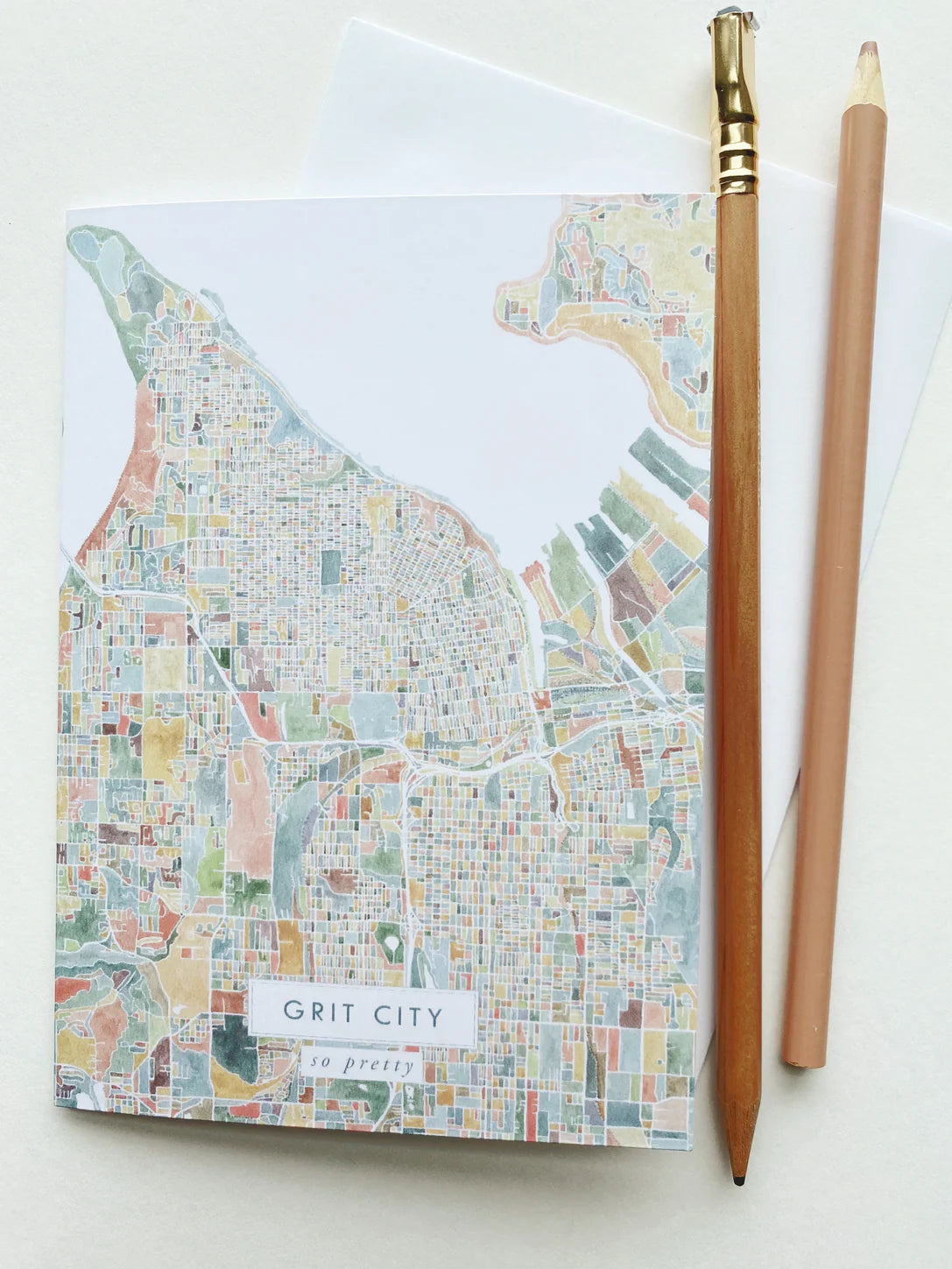 Turn of the Centuries - Grit City Tacoma Washington Watercolor Map Greeting Card