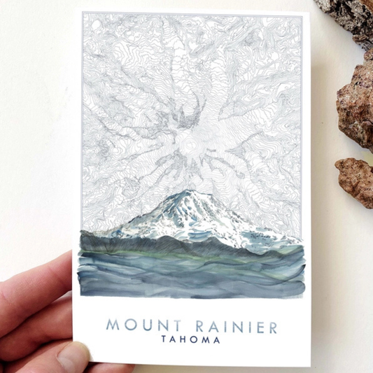 Turn of the Centuries - Mount Rainier, Tahoma, Washington Map Postcard