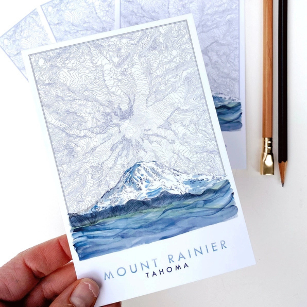 Turn of the Centuries - Mount Rainier, Tahoma, Washington Map Postcard