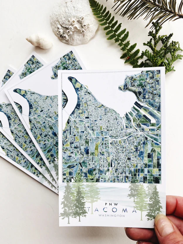 Turn of the Centuries - PNW Tacoma, Washington Map Postcard