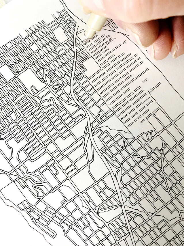 Turn of the Centuries - Seattle, Washington "Blueprint" Map Postcard