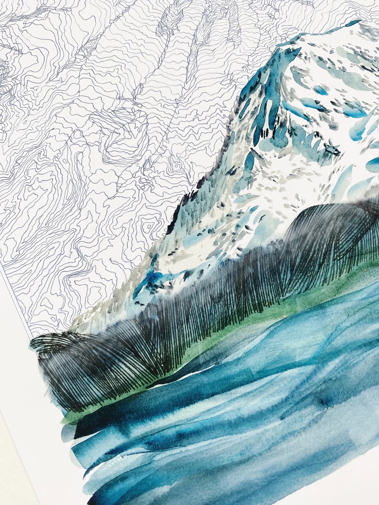 Turn of the Centuries - TAHOMA Mount Rainier Washington Topographical Map Drawing + Mountain Print