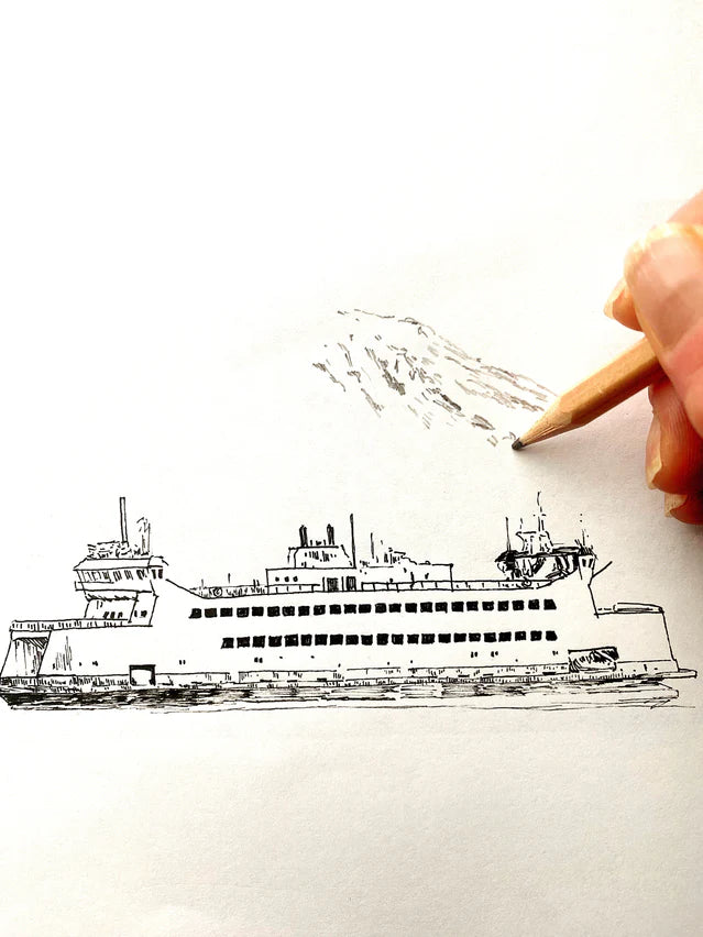 Turn of the Centuries - Tacoma, Washington "Blueprint" Map Postcard