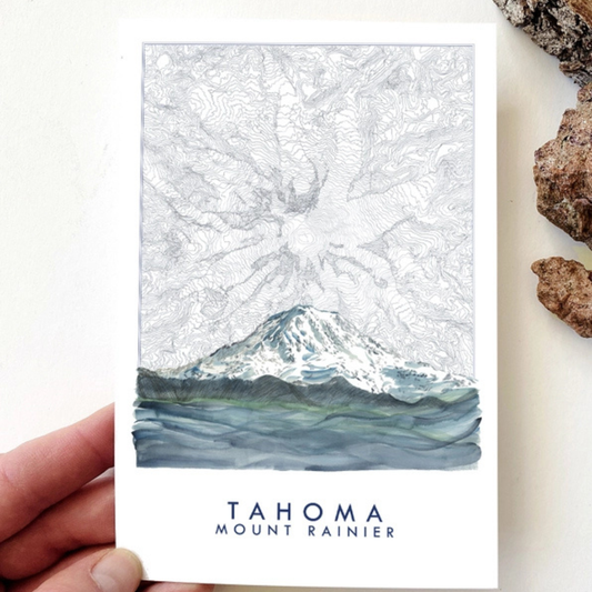 Turn of the Centuries - Tahoma Mount Rainier, WA Topographical Map Postcard