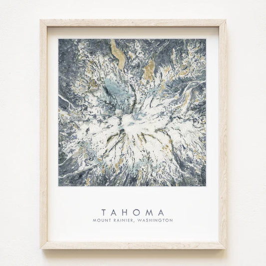 Turn of the Centuries - Tahoma, Mount Rainier, Washington Topographical Watercolor Map Print