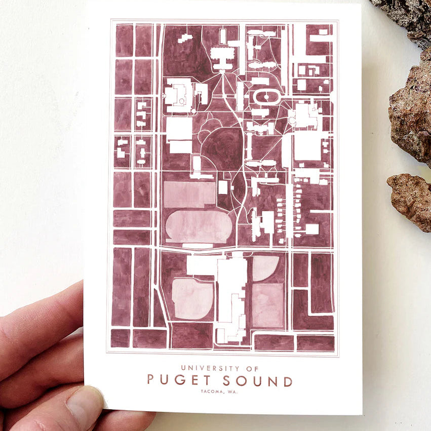 Turn of the Centuries - University of Puget Sounds Campus Map Postcard