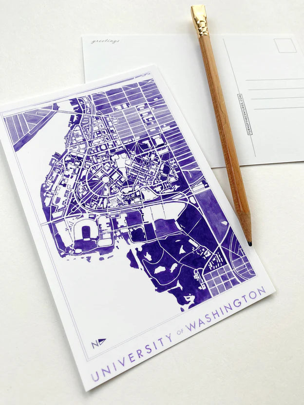 Turn of the Centuries - University of Washington Seattle Campus Map Postcard