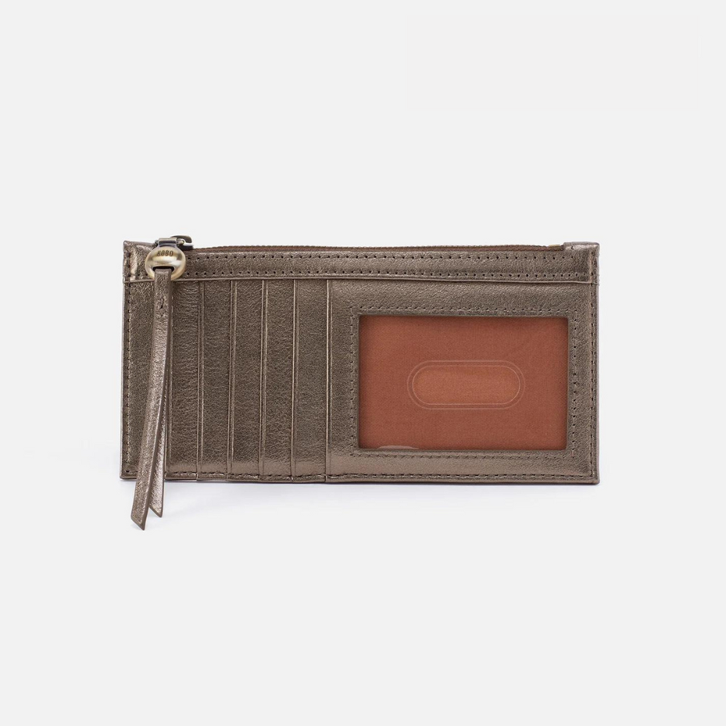 metallic pewter card wallet by Hobo