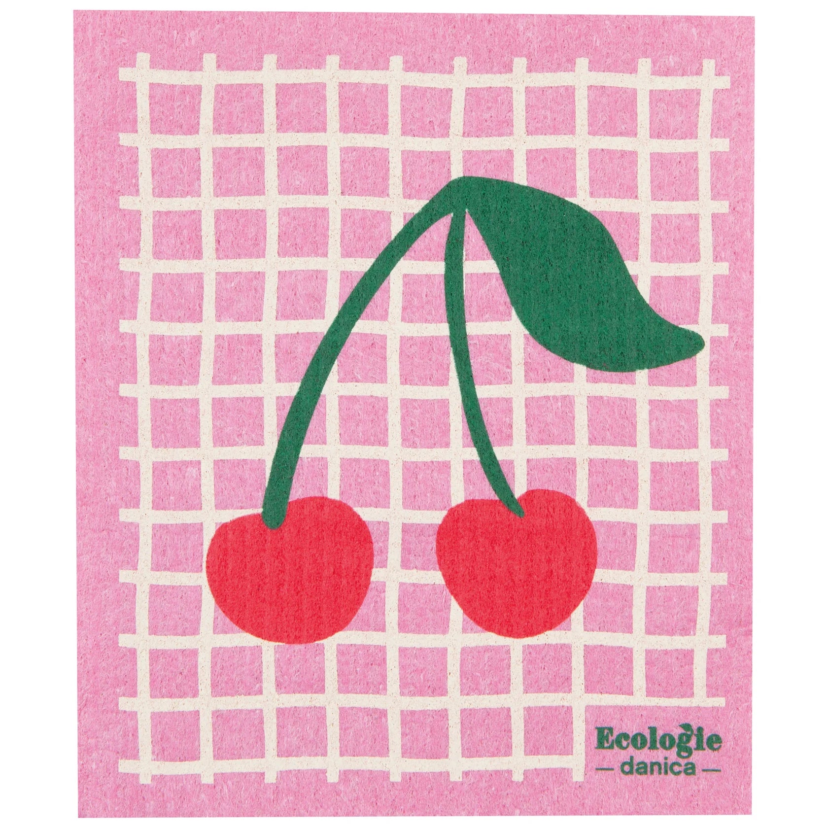 Multitasking Swedish compostable dishcloths with cherry graphic