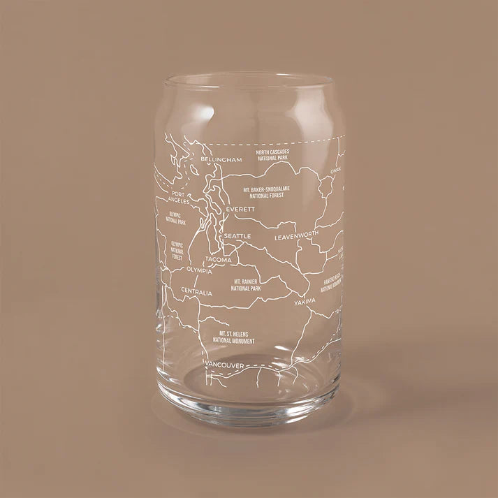 The Can Drinking Glass - Washington Map