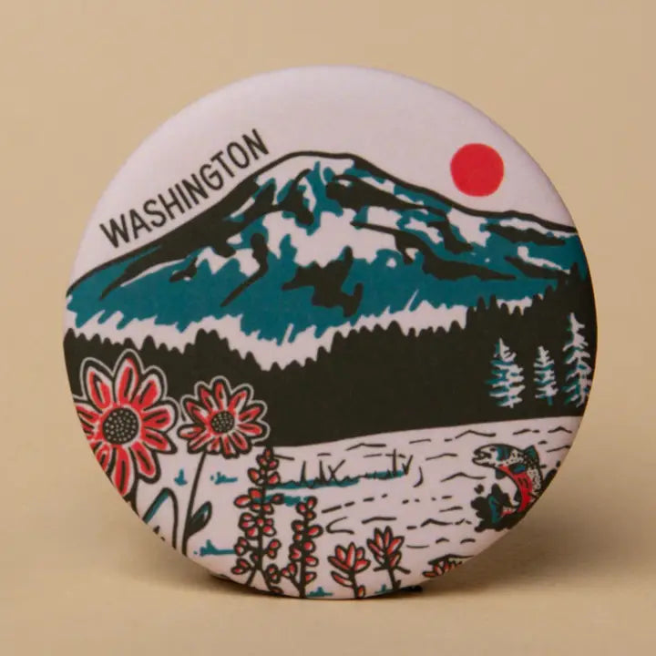 WA Mountain Lake Round Magnet