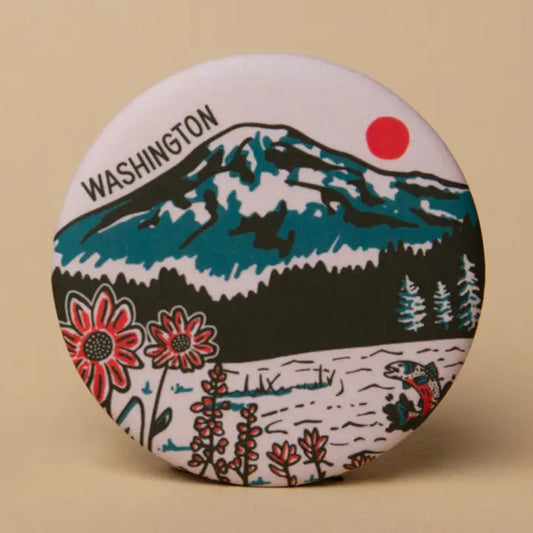 WA Mountain Lake Round Magnet