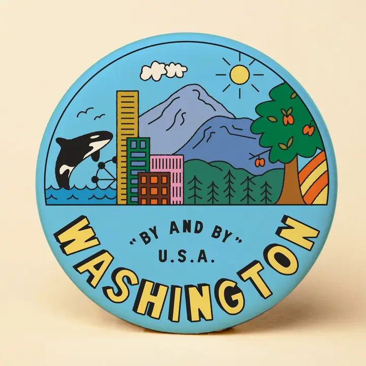 WA State Landscape Round Magnet 