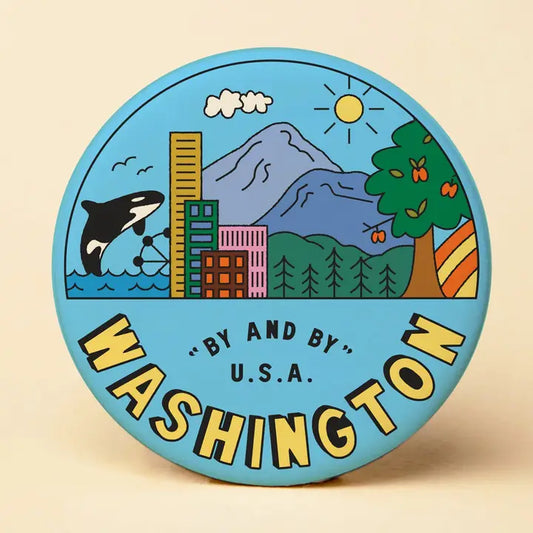 WA State Landscape Round Magnet 