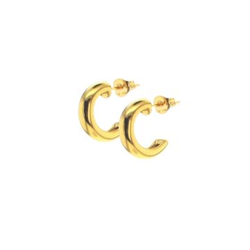 Small gold hoop earring with post backs