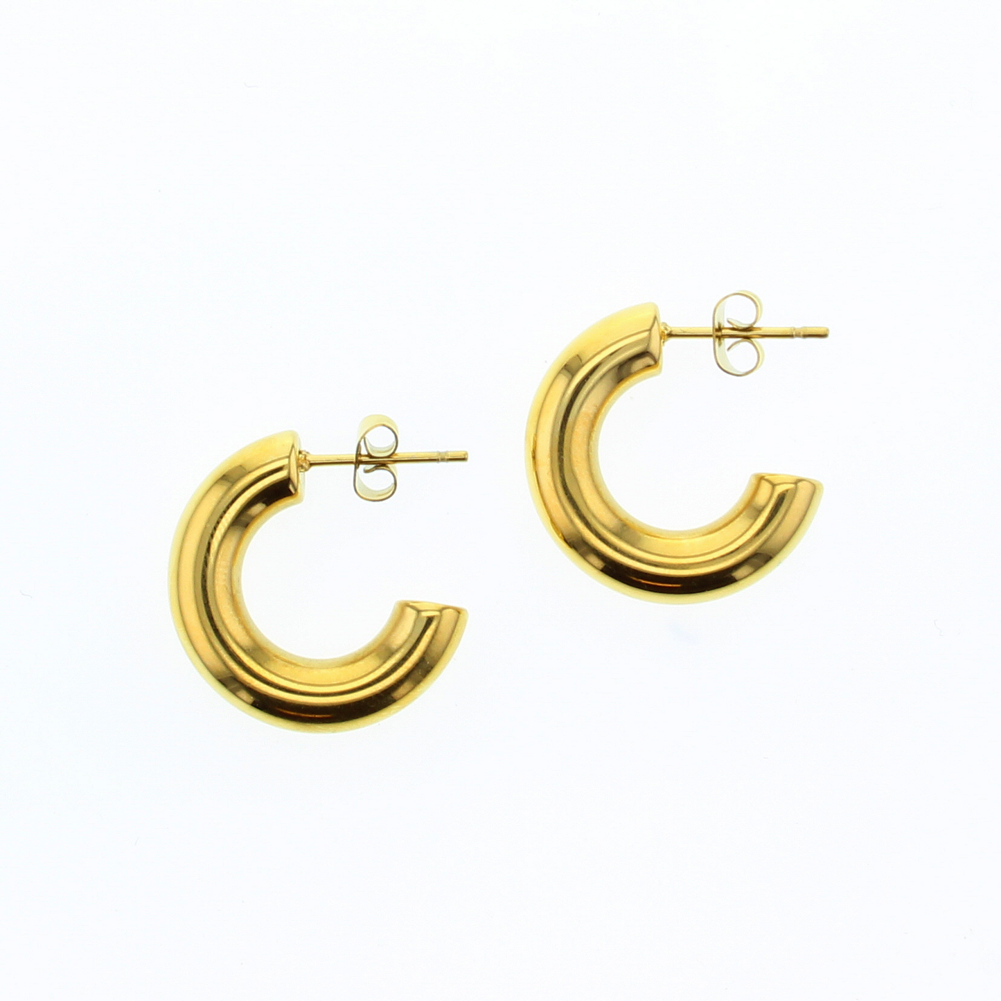 Small gold hoop earrings with post backs