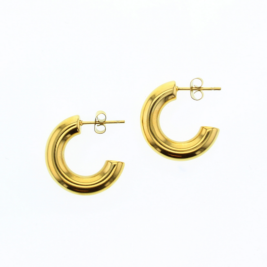 Small gold hoop earrings with post backs