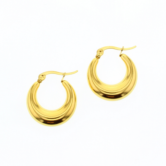 Medium sized bold gold hoop earrings