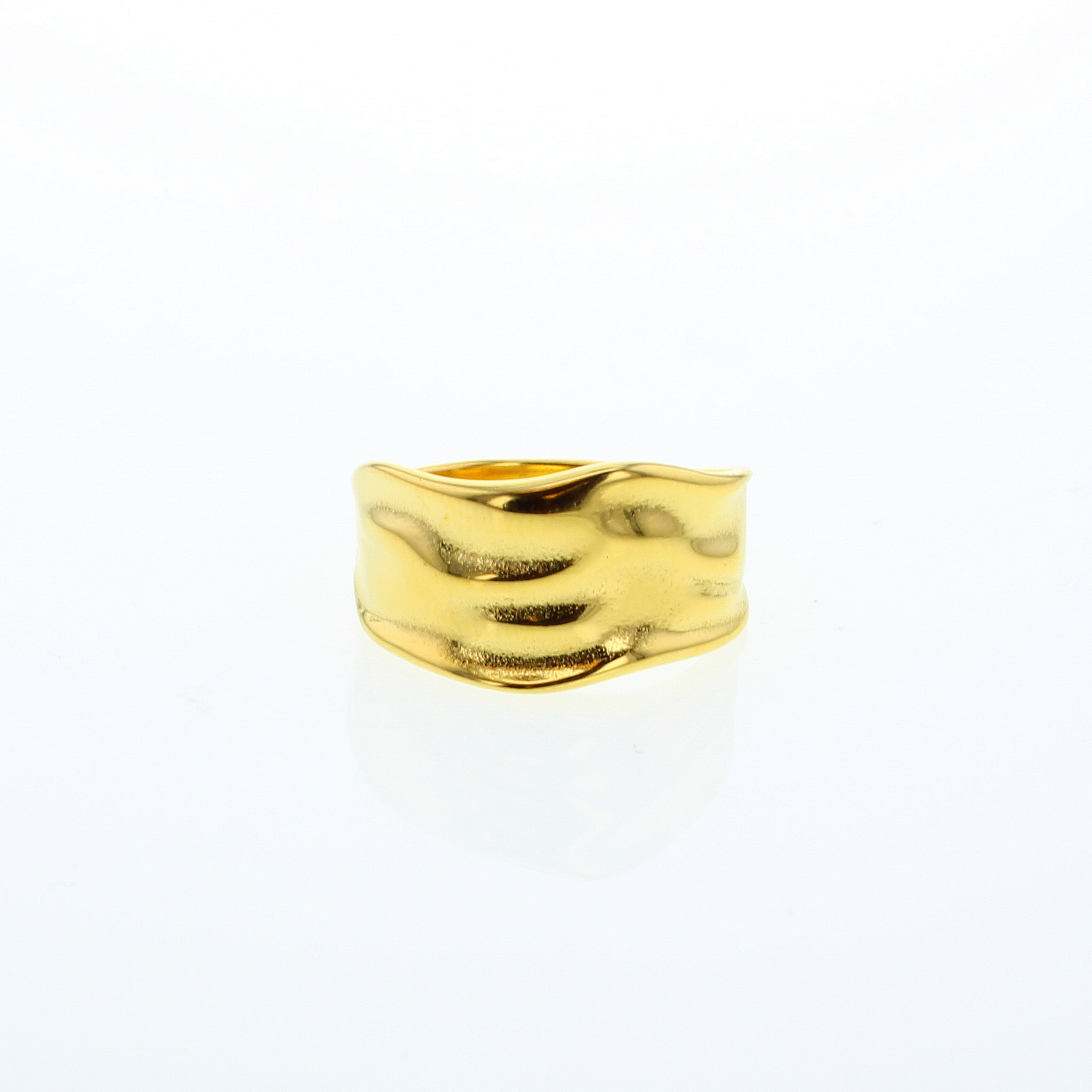 Wide goldtone ring in a wavy pattern