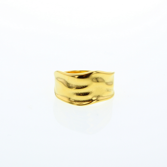 Wide goldtone ring in a wavy pattern