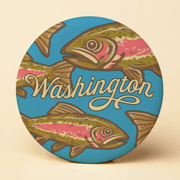 Washington Salmon Round Magnet